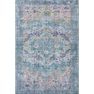 HomeRoots 10' X 14' Denim Blue Beige Wheat Area Rug - Stylish, Washable, Stain Resistant with UV Protection! 700277