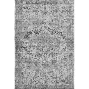 HomeRoots 8' X 10' Gray And Silver Oriental Area Rug – Stylish, Durable, UV-Protected & Washable for Everyday Use! 700281