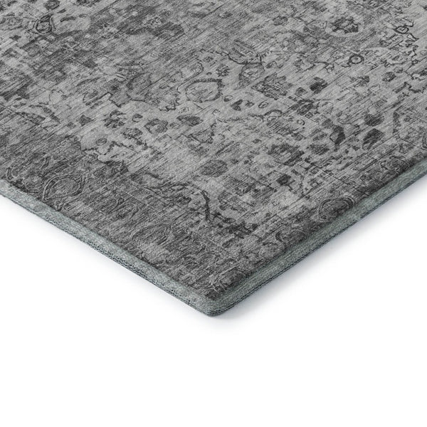 HomeRoots 8' X 10' Gray And Silver Oriental Area Rug – Stylish, Durable, UV-Protected & Washable for Everyday Use! 700281