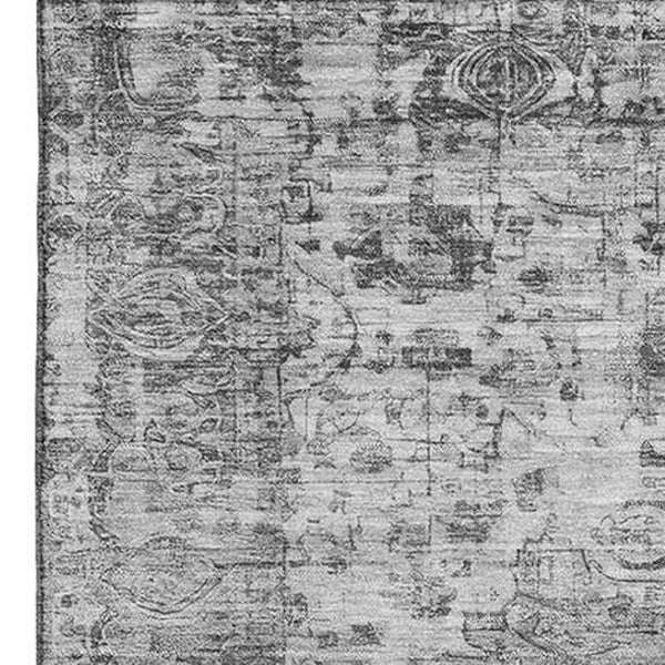 HomeRoots 8' X 10' Gray And Silver Oriental Area Rug – Stylish, Durable, UV-Protected & Washable for Everyday Use! 700281
