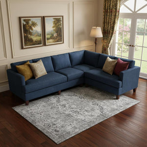 HomeRoots 10' Gray and Silver Oriental Washable Area Rug - UV Protected, Durable, and Stylish for Any Room 700283