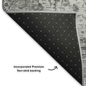 HomeRoots 10' Gray and Silver Oriental Washable Area Rug - UV Protected, Durable, and Stylish for Any Room 700283