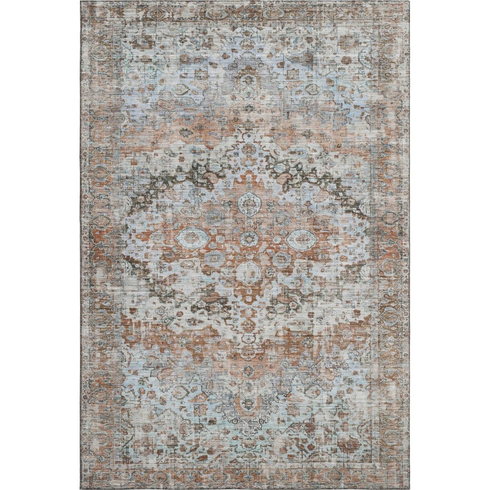 HomeRoots 5' X 8' Timeless Rust and Beige Oriental Area Rug with UV Protection for High-Traffic Spaces 700285
