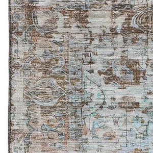 HomeRoots 5' X 8' Timeless Rust and Beige Oriental Area Rug with UV Protection for High-Traffic Spaces 700285