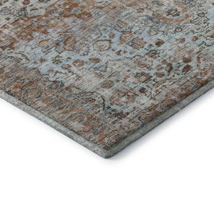 HomeRoots 8' X 10' Washable Rust and Beige Oriental Area Rug with UV Protection for High-Traffic Spaces 700287