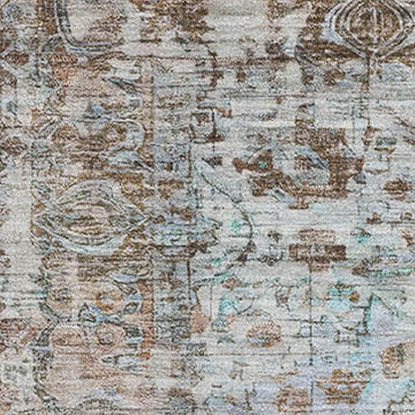 HomeRoots 8' X 10' Washable Rust and Beige Oriental Area Rug with UV Protection for High-Traffic Spaces 700287