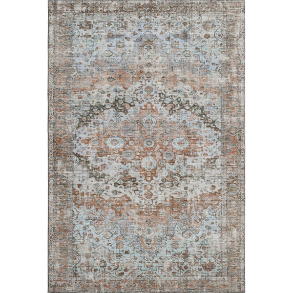 HomeRoots 9' X 12' Elegant Rust and Beige Oriental Area Rug - Washable, Stain Resistant, UV Protected Design 700288