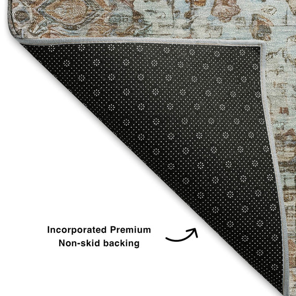 HomeRoots 9' X 12' Elegant Rust and Beige Oriental Area Rug - Washable, Stain Resistant, UV Protected Design 700288