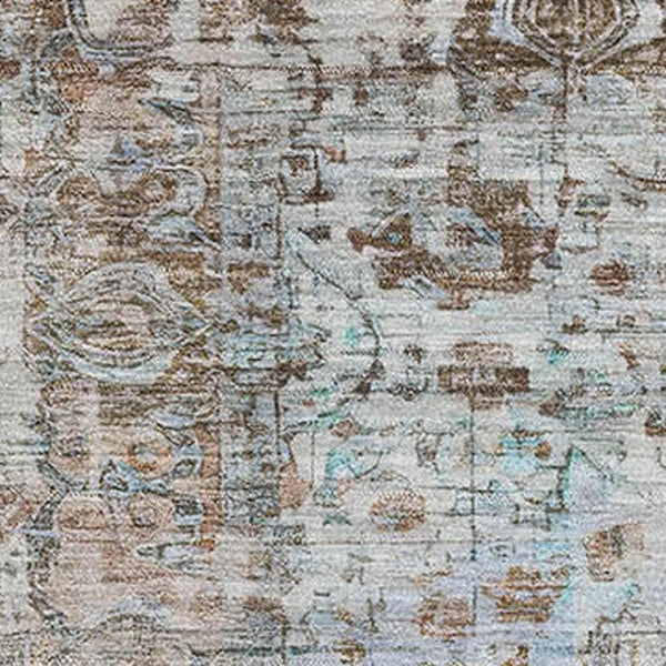 HomeRoots 10' X 14' Elegant Rust & Beige Oriental Area Rug - Washable, UV Protected, Perfect for High-Traffic Homes 700289
