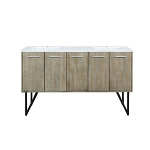 English Elm Rustic Acacia Double Bath Vanity 60” W With Cultured Marble Top, Ample Storage & Soft-Close Hardware B2731P259698-GIGA