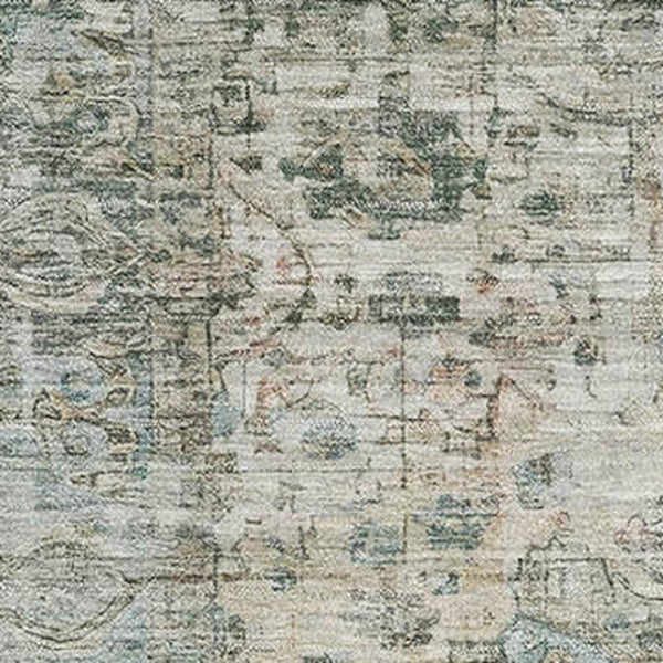 HomeRoots 5' X 8' Classic Sage Beige and Teal Oriental Washable Area Rug with UV Protection for High Traffic 700291