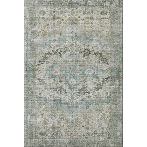 HomeRoots 8' X 10' Sage Beige & Teal Oriental Area Rug - Durable, Stain Resistant with UV Protection & Easy Care 700293