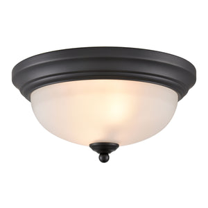 Thomas Lighting Helena 2 Bulb Flush Mount with White Glass Dome Shade for Low Ceiling Rooms Black 11 inches 7002FM/60