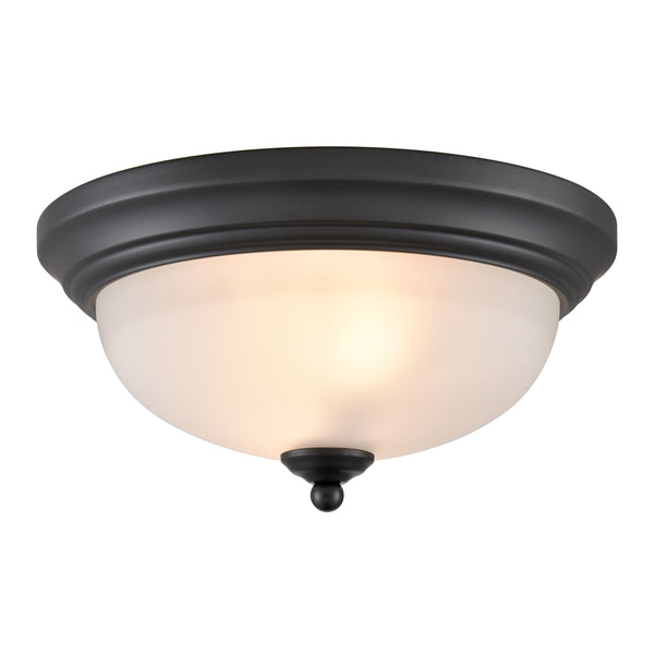 Thomas Lighting Helena 2 Bulb Flush Mount with White Glass Dome Shade for Low Ceiling Rooms Black 11 inches 7002FM/60
