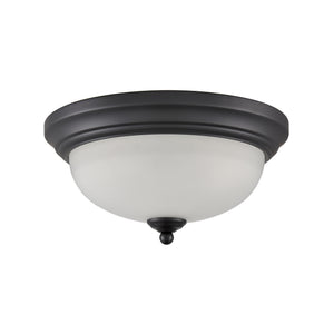Thomas Lighting Helena 2 Bulb Flush Mount with White Glass Dome Shade for Low Ceiling Rooms Black 11 inches 7002FM/60