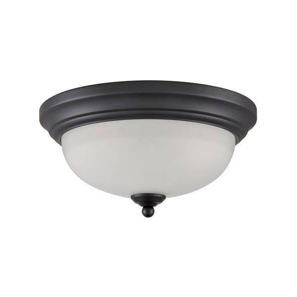 Thomas Lighting Helena 2 Bulb Flush Mount with White Glass Dome Shade for Low Ceiling Rooms Black 11 inches 7002FM/60