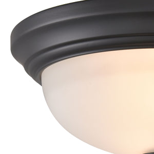 Thomas Lighting Helena 2 Bulb Flush Mount with White Glass Dome Shade for Low Ceiling Rooms Black 11 inches 7002FM/60