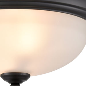 Thomas Lighting Helena 2 Bulb Flush Mount with White Glass Dome Shade for Low Ceiling Rooms Black 11 inches 7002FM/60