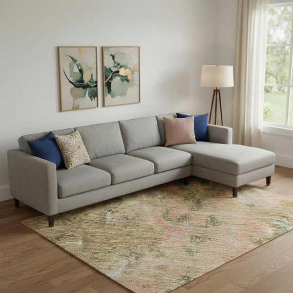 HomeRoots 9' X 12' Fern Green Abstract Rug - Washable, UV Protected, Stain Resistant for Modern Homes & Spaces 700306