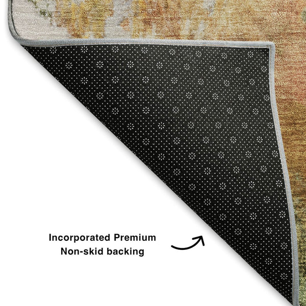 HomeRoots 9' X 12' Fern Green Abstract Rug - Washable, UV Protected, Stain Resistant for Modern Homes & Spaces 700306