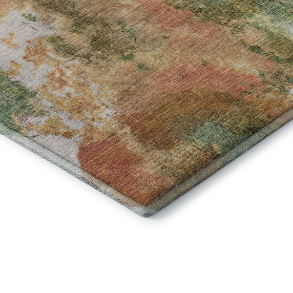 HomeRoots 9' X 12' Fern Green Abstract Rug - Washable, UV Protected, Stain Resistant for Modern Homes & Spaces 700306