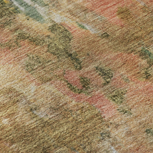 HomeRoots 10' Abstract Washable Area Rug in Fern Green, Rust & Copper - UV Protected, Stain Resistant & Durable 700307
