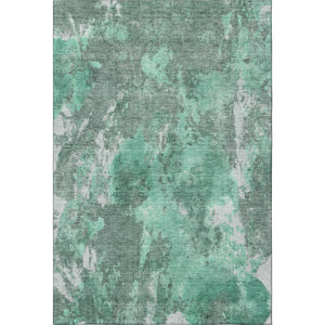 HomeRoots 5' X 8' Teal and Silver Abstract Area Rug - Washable, UV Protected, Durable for High-Traffic Spaces 700309