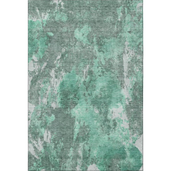 HomeRoots 5' X 8' Teal and Silver Abstract Area Rug - Washable, UV Protected, Durable for High-Traffic Spaces 700309