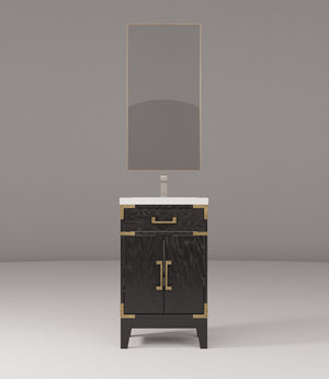 English Elm Black Oak Single Bath Vanity Set With Acrylic Top, Chrome Faucet & 18" Mirror For Small Spaces B2731S02214