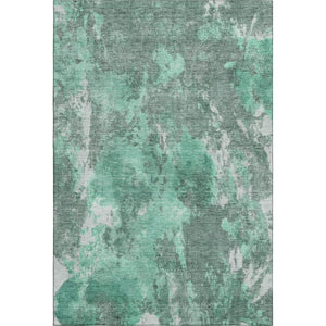 HomeRoots 8' X 10' Teal & Silver Abstract Area Rug – Washable, UV Protected, Stylish & Durable for Busy Homes 700311