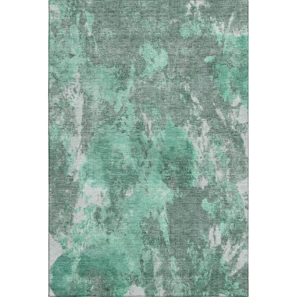 HomeRoots 8' X 10' Teal & Silver Abstract Area Rug – Washable, UV Protected, Stylish & Durable for Busy Homes 700311