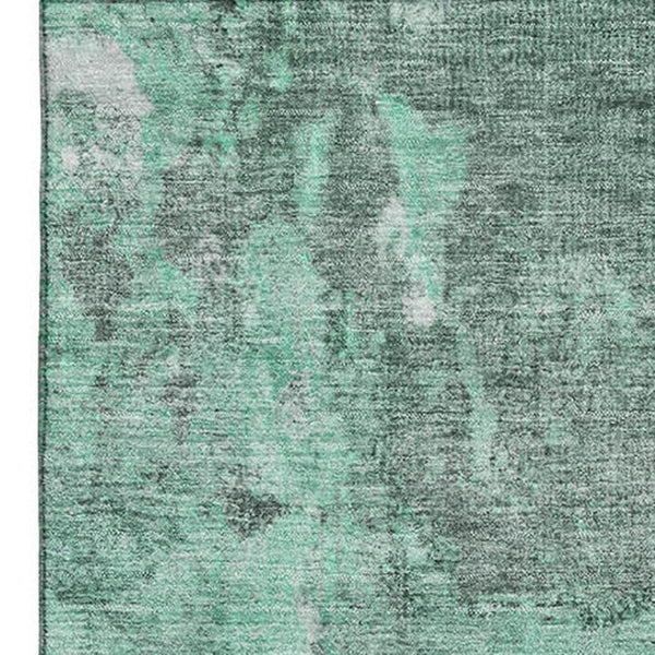 HomeRoots 8' X 10' Teal & Silver Abstract Area Rug – Washable, UV Protected, Stylish & Durable for Busy Homes 700311
