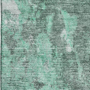 HomeRoots 9' X 12' Teal and Silver Abstract Area Rug - Washable, UV-Protected, Non-Slip for Busy Homes 700312