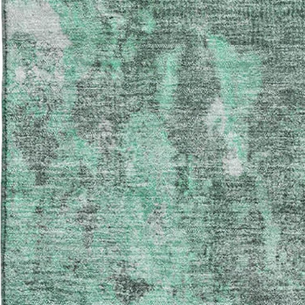 HomeRoots 9' X 12' Teal and Silver Abstract Area Rug - Washable, UV-Protected, Non-Slip for Busy Homes 700312
