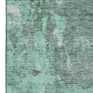 HomeRoots 9' X 12' Teal and Silver Abstract Area Rug - Washable, UV-Protected, Non-Slip for Busy Homes 700312