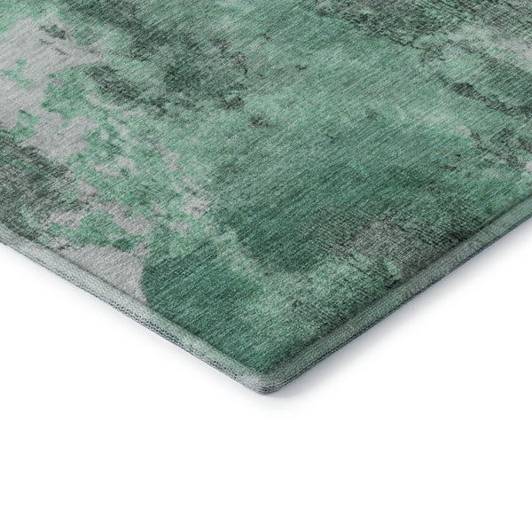 HomeRoots 10' X 14' Teal and Silver Abstract Washable Area Rug with Non-Slip Backing & UV Protection 700313