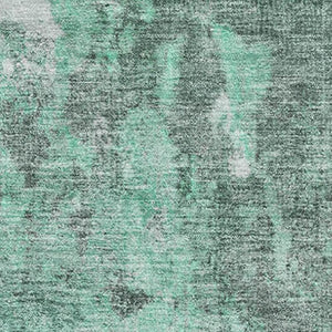 HomeRoots 10' X 14' Teal and Silver Abstract Washable Area Rug with Non-Slip Backing & UV Protection 700313