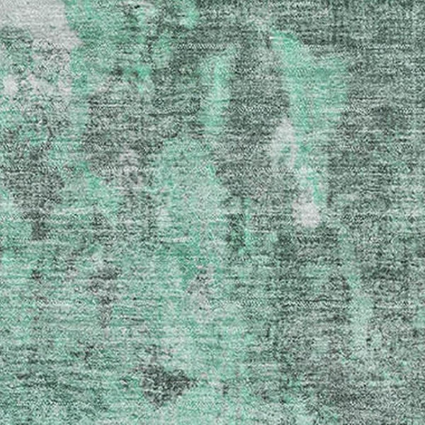 HomeRoots 10' X 14' Teal and Silver Abstract Washable Area Rug with Non-Slip Backing & UV Protection 700313
