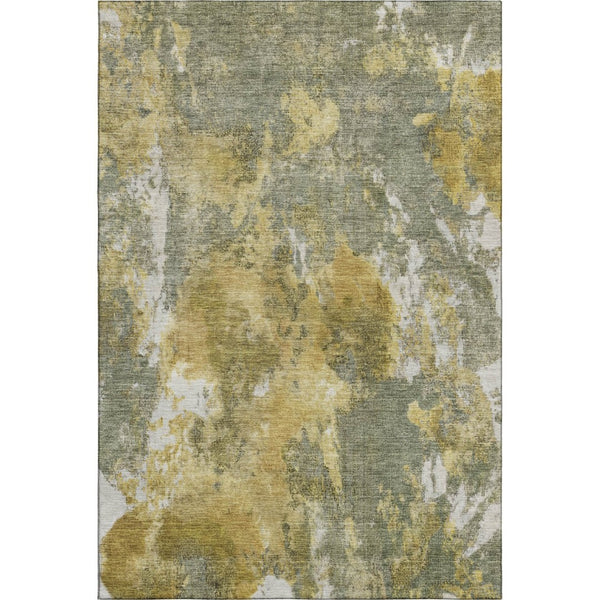 HomeRoots 5' X 8' Abstract Area Rug in Taupe, Gold & Ivory – Washable, UV-Protected, Stain-Resistant Design 700315