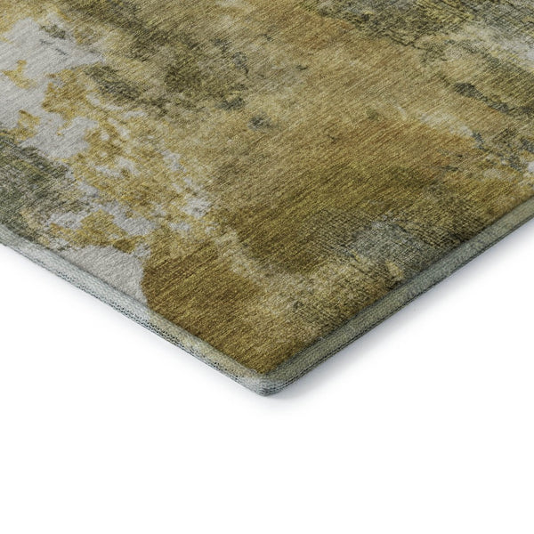 HomeRoots 5' X 8' Abstract Area Rug in Taupe, Gold & Ivory – Washable, UV-Protected, Stain-Resistant Design 700315