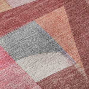 HomeRoots 8' Washable Round Rug in Rust Pink & Purple Abstract Design – Durable, UV-Protected, & Soft Underfoot 700364