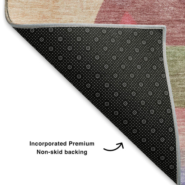HomeRoots 8' X 10' Rust Pink and Purple Abstract Area Rug - Washable, UV-Protected, Durable Design for Homes 700365