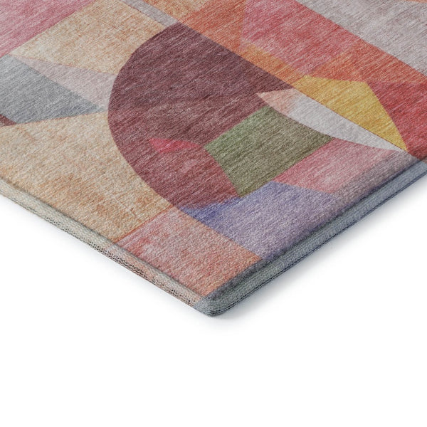 HomeRoots 8' X 10' Rust Pink and Purple Abstract Area Rug - Washable, UV-Protected, Durable Design for Homes 700365