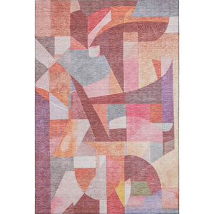 HomeRoots 8' X 10' Rust Pink and Purple Abstract Area Rug - Washable, UV-Protected, Durable Design for Homes 700365