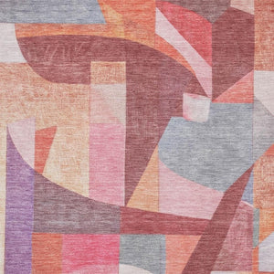HomeRoots 9' X 12' Contemporary Rust Pink & Purple Abstract Area Rug - Washable, Stain Resistant & UV Safe! 700366