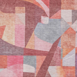 HomeRoots 10' X 14' Modern Rust Pink & Purple Abstract Area Rug - Washable, UV Protected, & Stain Resistant! 700367