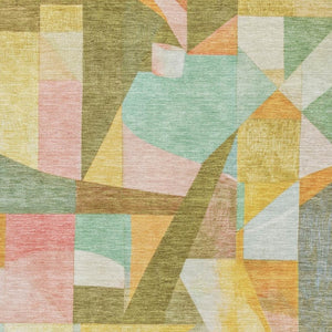 HomeRoots 5' x 8' Washable Abstract Area Rug - Soft, Durable, Stain-Resistant with UV Protection for Homes 700381