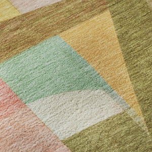 HomeRoots 8' Washable Round Rug in Wheat, Pink & Olive Green – Stylish, Durable, UV-Protected for Modern Spaces 700382