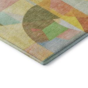 HomeRoots 8' X 10' Abstract Washable Area Rug in Wheat Pink & Olive Green - Durable, UV Protected & Stylish 700383