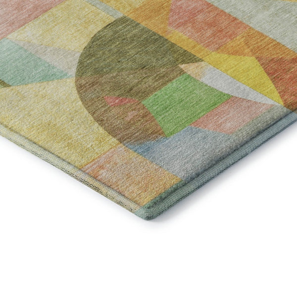 HomeRoots 8' X 10' Abstract Washable Area Rug in Wheat Pink & Olive Green - Durable, UV Protected & Stylish 700383